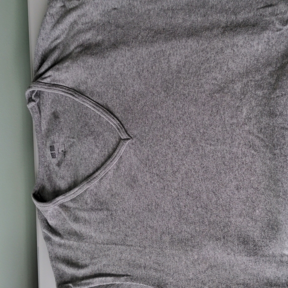 Two grey Uniqlo v-neck t-shirts. (If you purchase this listing you'll get both) - Picture 2 of 5